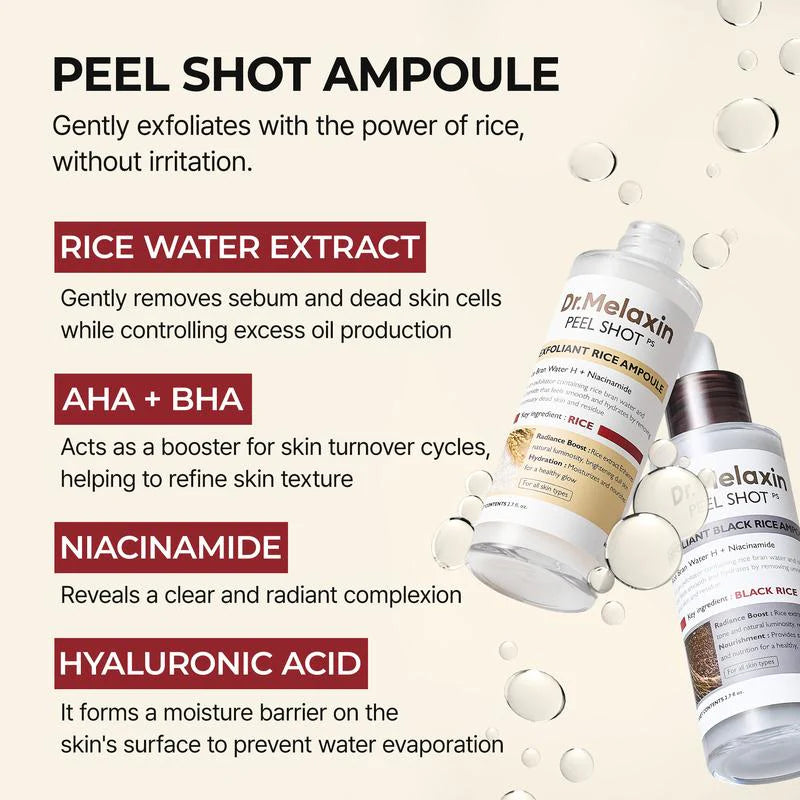 PEEL SHOT RICEGLOW SET — Instant radiance, silky skin, pure light in a drop